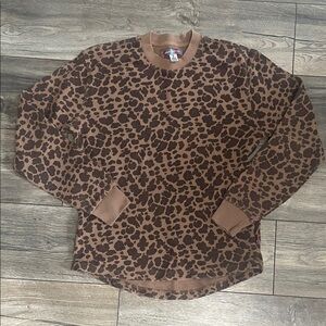 Urban Outfitters Brown Animal Print Crewneck Sweater